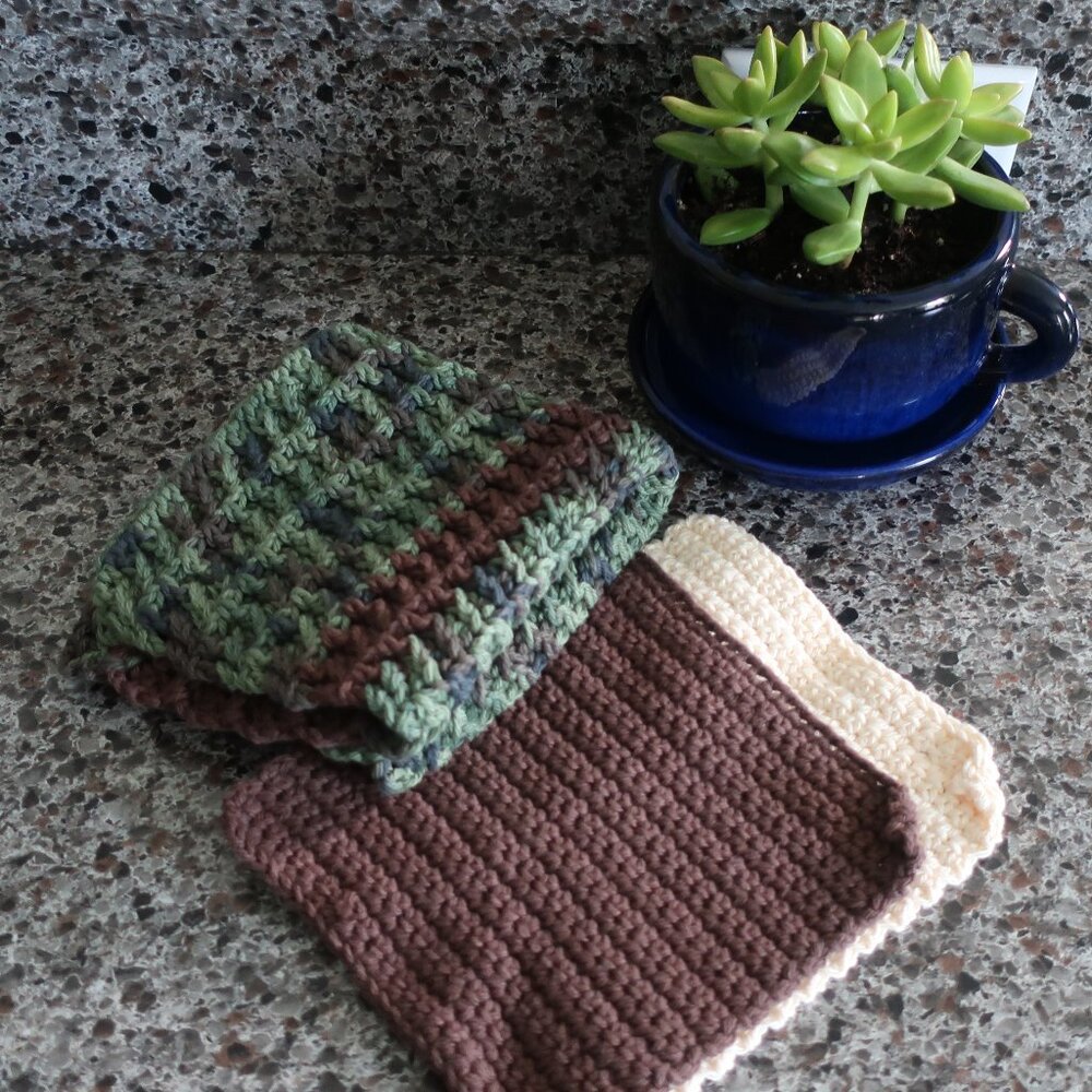 Multicolored Crochet Dish Drying Mats 100% Cotton Kitchen